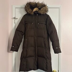 Women's Brown Michael Kors Long Down Puffer